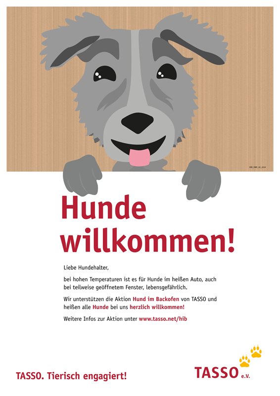 „Hund im Backofen“ Plakat „Hunde willkommen“