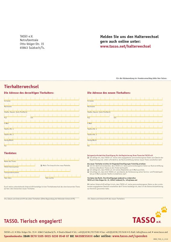 Halterwechselformular