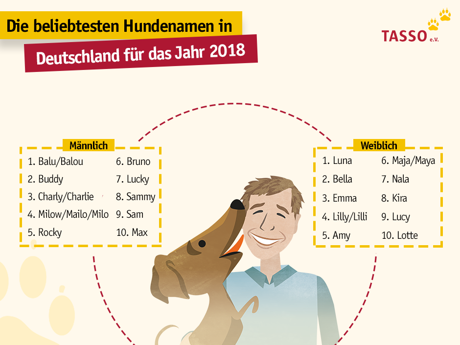Luna und Balu führten 2018 bei den Hunden die Namenshitliste an.