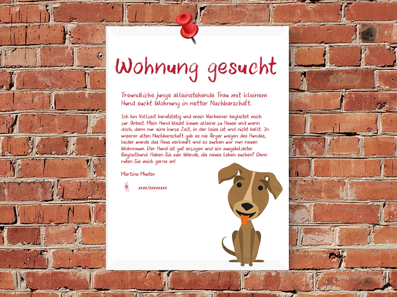 Mit einem Suchplakat wird eine Wohnung gesucht