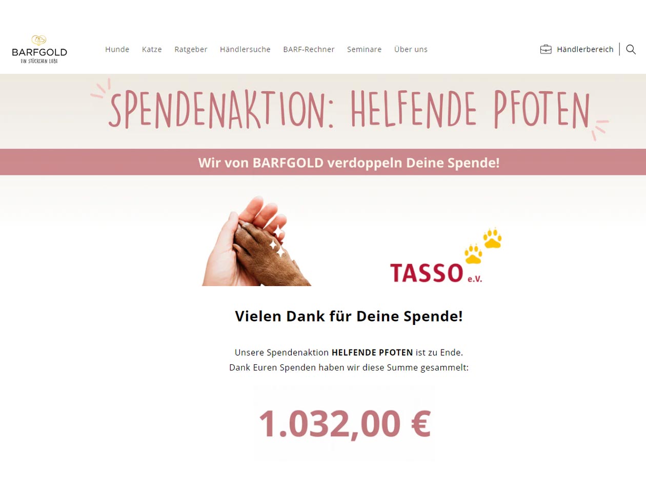 Screenshot: Spendensumme 