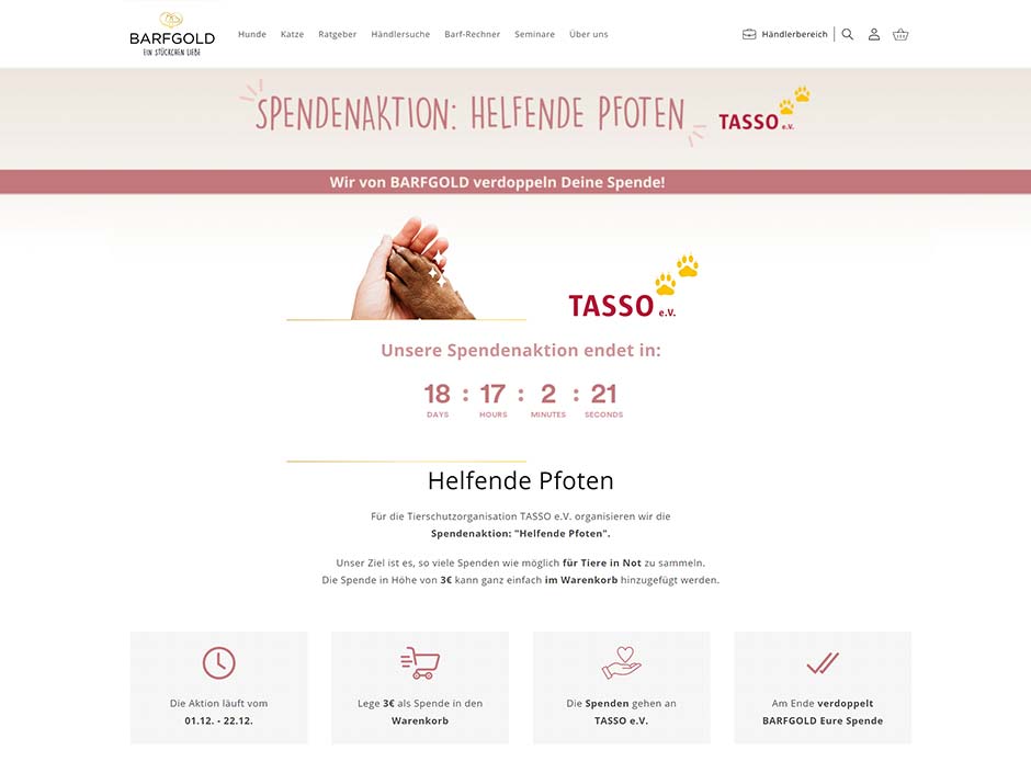 Screenshot: Spendenaktion 