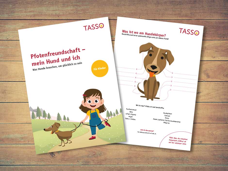 Die bildreiche Mitmach-Hundefibel von TASSO, für Grundschulkinder in Rumänien.